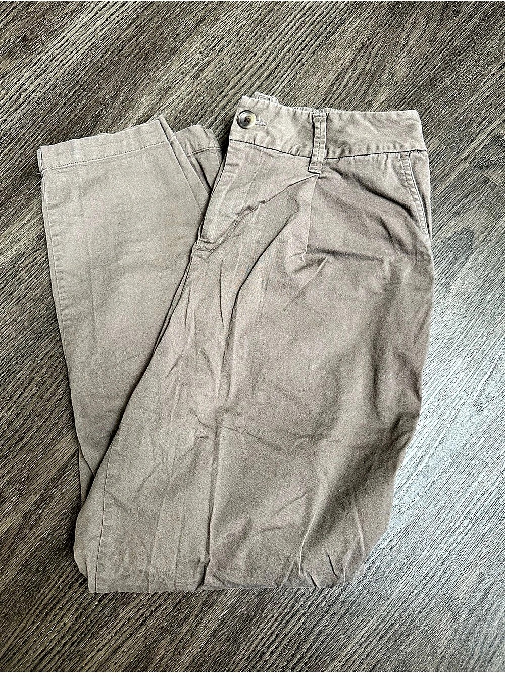 A New Day Gray Trousers Button Front Elastic Waist Cotton Women’s Sz Medium